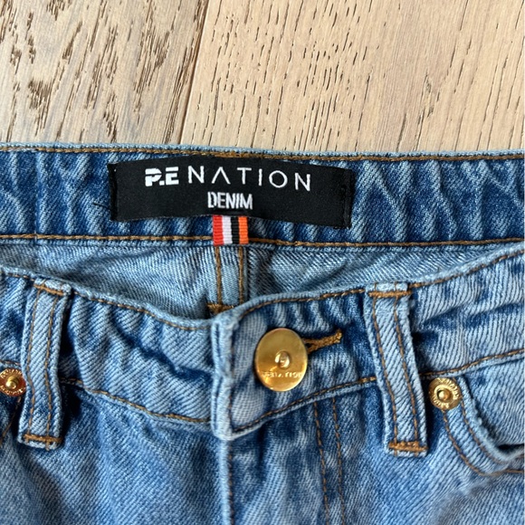 P.E Nation High Rise Cropped Raw Edge Slim Fit Jeans w/ Star Detail Size 26 - Picture 8 of 9